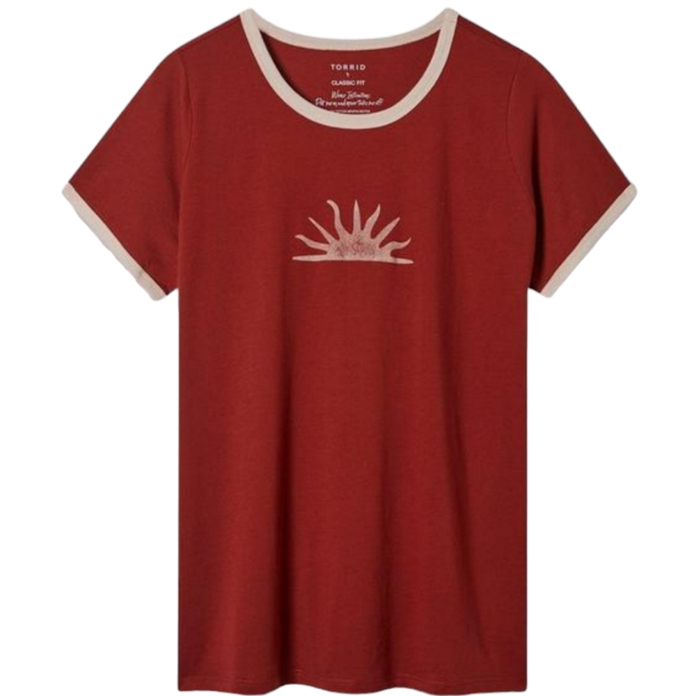 Torrid Classic Fit Tee with Sun detail Brown, size 3XLq